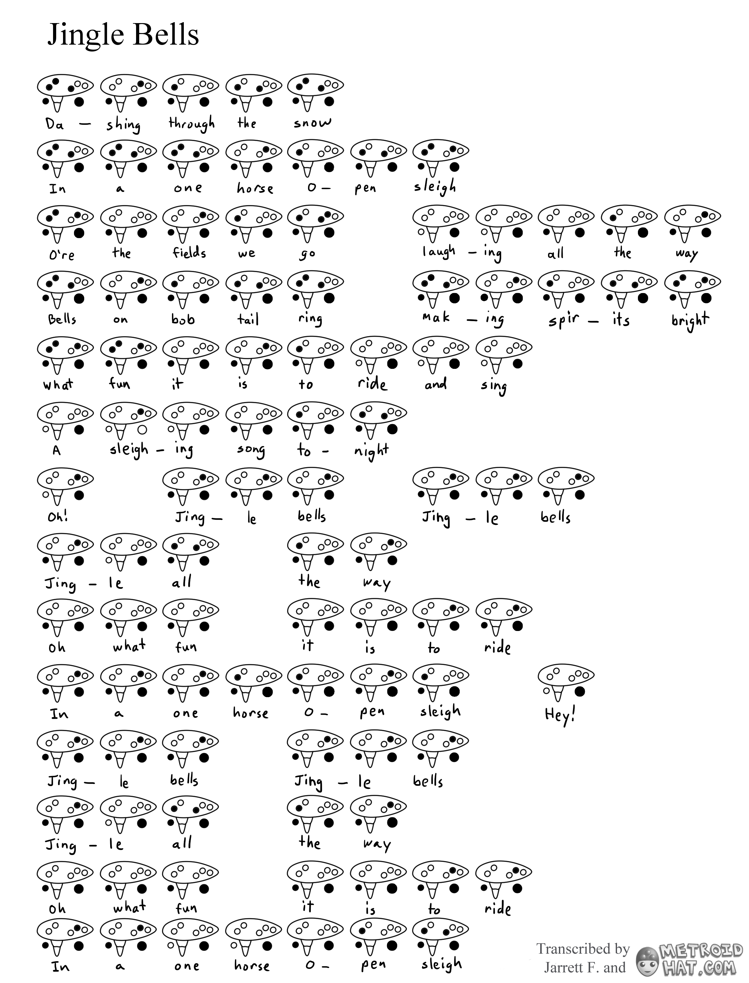 Metroidhat-7-Hole Ocarina Music Sheets.